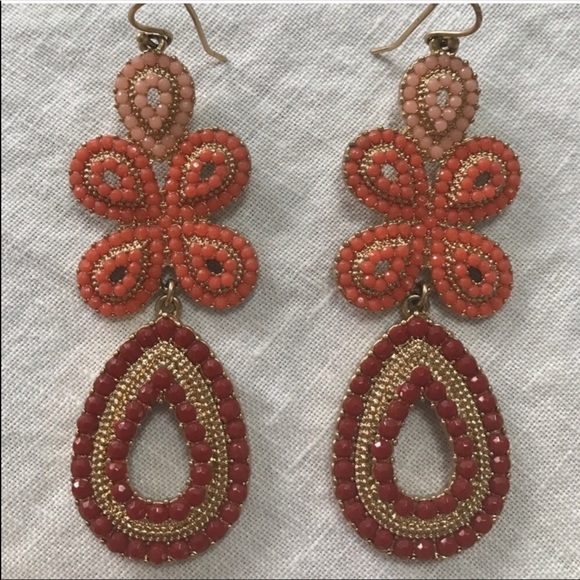 Women’s Capri Chandelier Earrings Orange and Gold - Picture 3 of 4